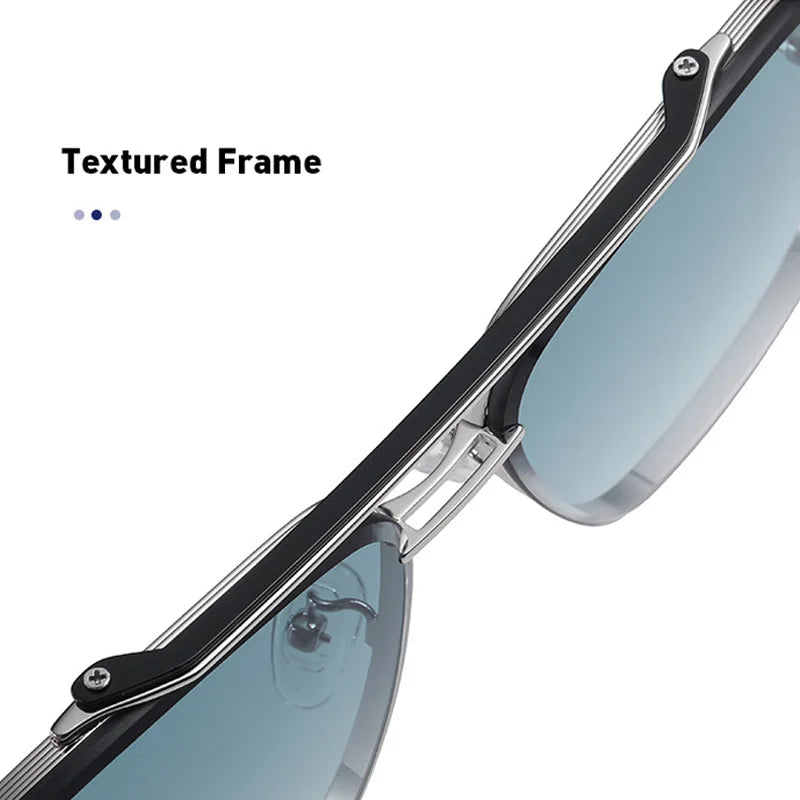 Gradient Color Sunglasses Men's Large Metal Frame SunglassesWomen