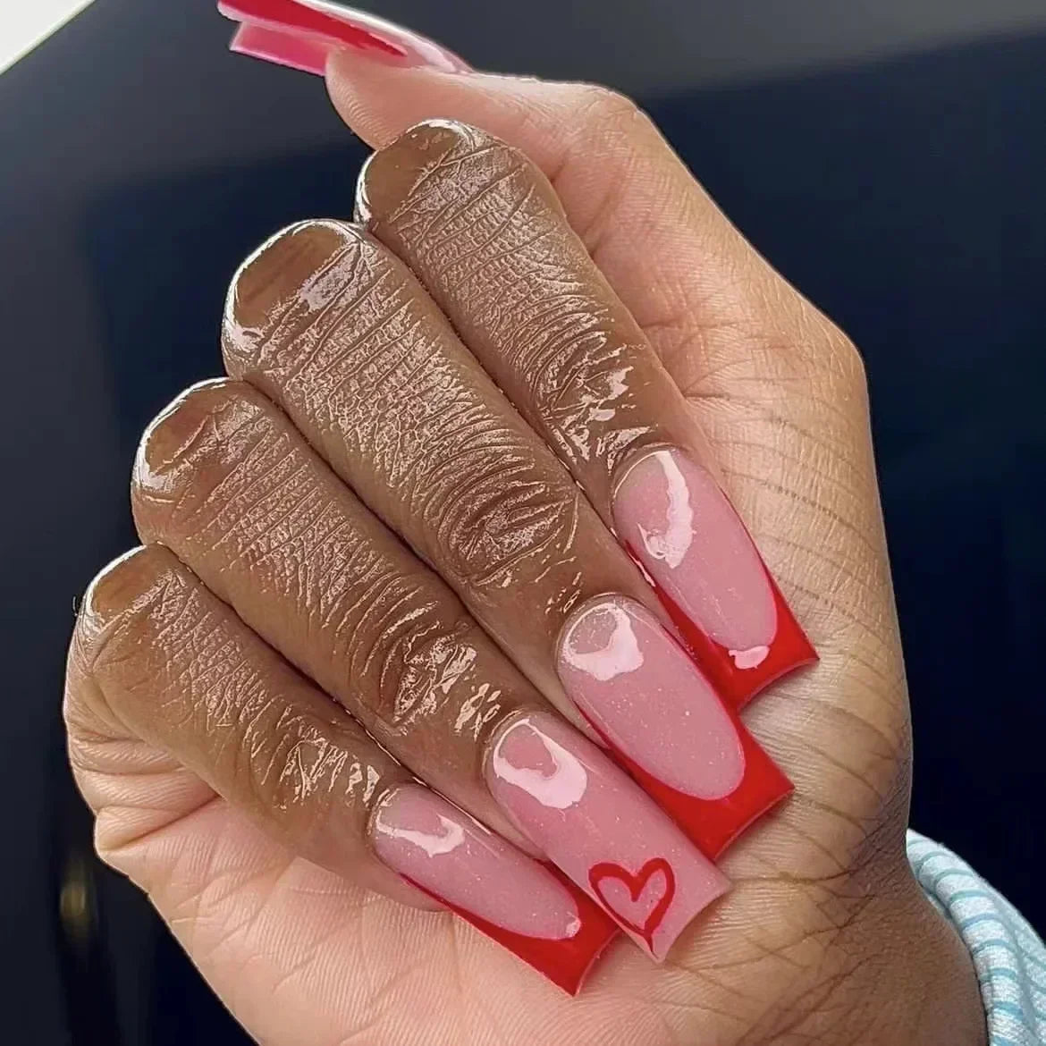 24Pcs Long Ballet Square False Nails Simple French 3d Curve Design Fake Nails Wearable Press on Fake Nails Full Cover Nails Tips