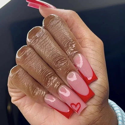 24Pcs Long Ballet Square False Nails Simple French 3d Curve Design Fake Nails Wearable Press on Fake Nails Full Cover Nails Tips
