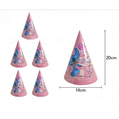 Disney Pink Lilo&Stitch Birthday Party Decorations Disposable Plate Angel Balloon Baby Shower Girls Birthday Party Supplies