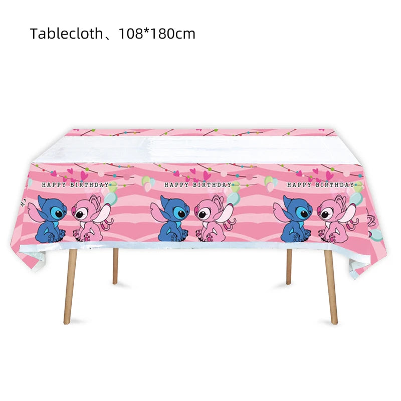 Disney Pink Lilo&Stitch Birthday Party Decorations Disposable Plate Angel Balloon Baby Shower Girls Birthday Party Supplies