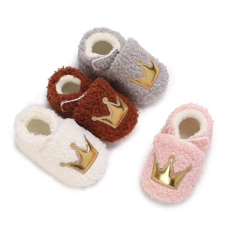 Fashionable Lamb Down Newborn Baby Girl Knitted Baby Soft Sole Shoes