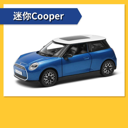 1/28 Mini Cooper Alloy Car Model Diecast Metal New Energy Vehicles Car Model Simulation Sound and Light Collection Kids Toy Gift