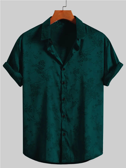 Men's Embroidered Short-sleeved Shirts for Men's Hawaiian Shirts