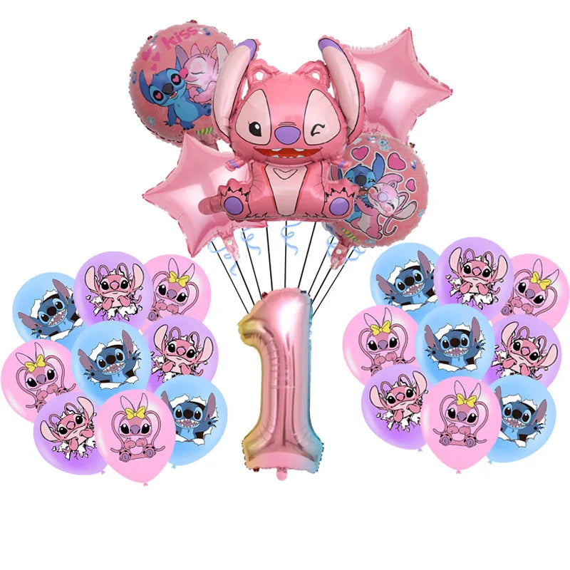 Disney Pink Lilo&Stitch Birthday Party Decorations Disposable Plate Angel Balloon Baby Shower Girls Birthday Party Supplies