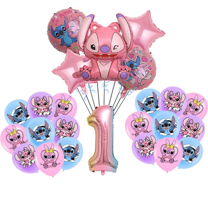 Disney Pink Lilo&Stitch Birthday Party Decorations Disposable Plate Angel Balloon Baby Shower Girls Birthday Party Supplies