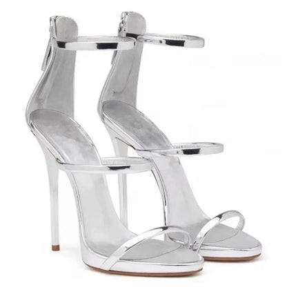 Women's Summer New Sexy Stiletto Heels Sandals Fashion High-quality Banquet Zipper Strap Combination High Heels