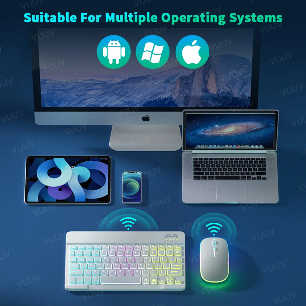 Wireless Bluetooth Keyboard for iPad Tablet Cell Phone Slim Backlit Rechargeable Tablet Keyboard Spanish Korean for Xiaomi Pad 6