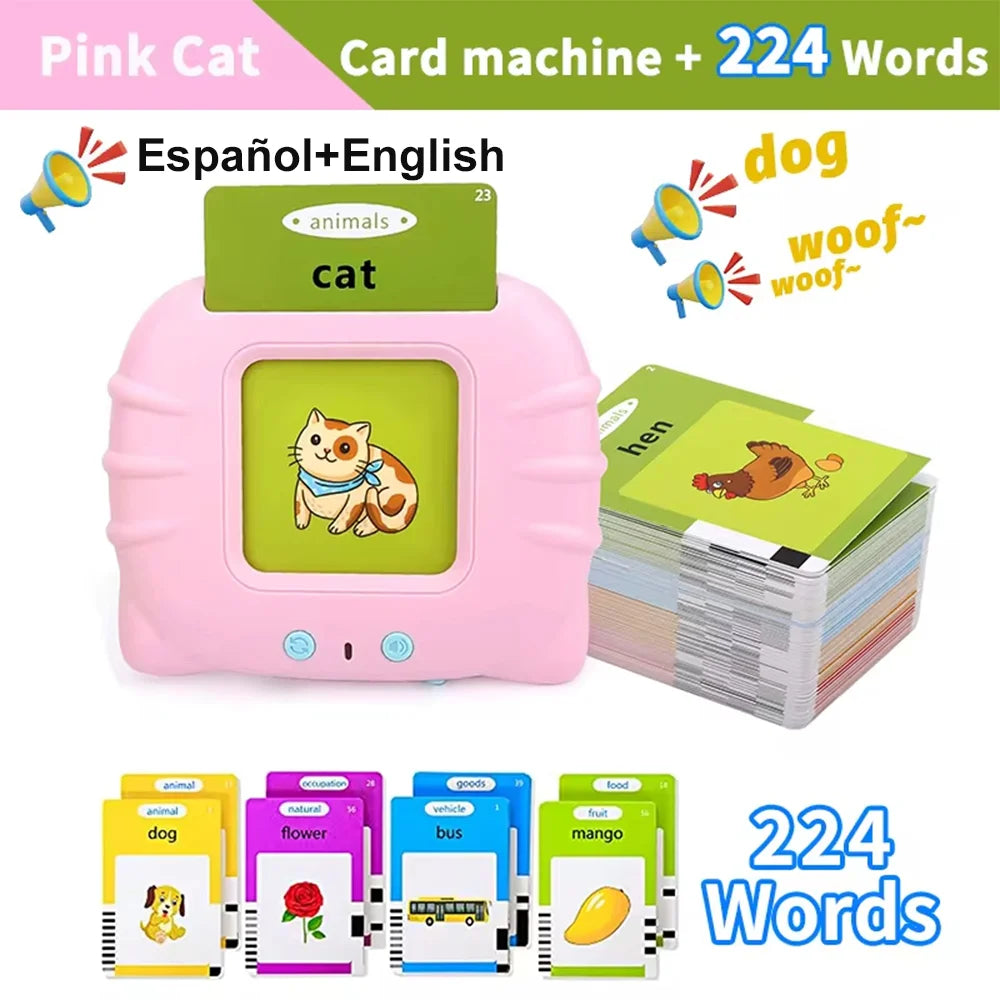 Early Montessori Education Card Toy Spoken English Spanish Language Game Device pedagogical Learning Word Christmas Gift for Kid
