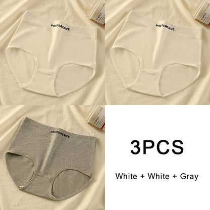3PCS/set Color Panties Cotton Women Comfortable High-waist Underwear Soft Lingerie Breathable Female Panty Fitness Sports Briefs