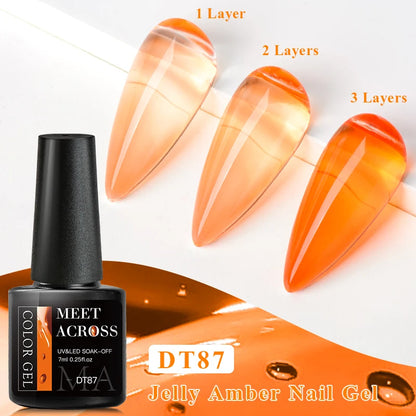 MEET ACROSS 7ml Brown Series Gel Nail Polish Autumn Coffee Color Nail Art Gel Nail Supplies Semi-Permanent Varnish Manicure