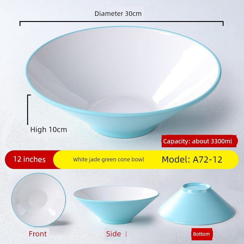 Melamine Rain-Hat Shaped Bowl Commercial Ramen Bowl River Snail Rice Noodle Bowl Noodle Restaurant Dedicated Noodles with Soy Sauce Wonton Pig's Knuckle Rice Spicy Hot Large Bowl