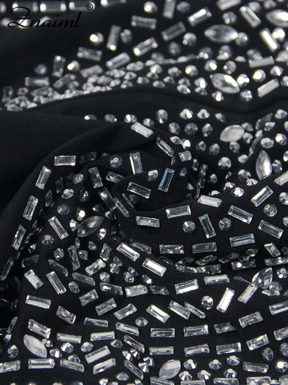 Gorgeous Deep V Neck Rhinestone Halter Bandage Playsuits Women Crystal Short Jumpsuits Rompers