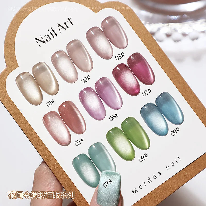 6ml Jelly Nude/Pink/Blue Cat Eye Magnetic Nail Gel Polish Glitter Silk Mirror Cat Eye's Gel Varnish Soak Off UV Gel Nail Polish