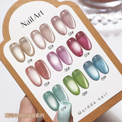 6ml Jelly Nude/Pink/Blue Cat Eye Magnetic Nail Gel Polish Glitter Silk Mirror Cat Eye's Gel Varnish Soak Off UV Gel Nail Polish