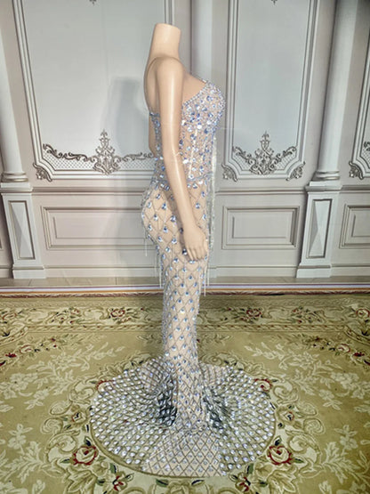 Luxury Beaded Rhinestone Tulle Cocktail Dresses