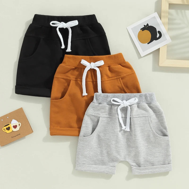Kids Toddler 3 Pack Shorts Set Casual Solid Loose Drawstring Shorts