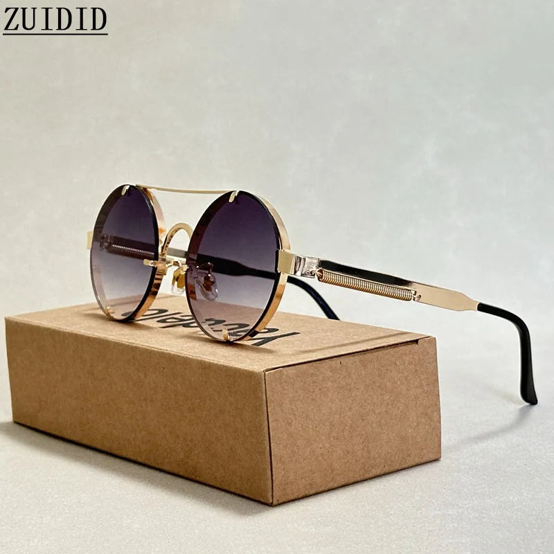 Round Steampunk Sunglasses For Men Fashionable Punk Sunglasses Women Trendy Vintage Fashion Glasses Retro Gafas De Sol Hombre