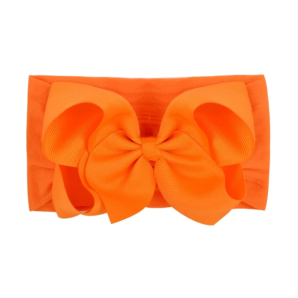 1PC Large Ribbon Bow Headband for Baby Girls Wide Nylon Turban Newborn Bow Headwrap Gift Super Soft Babe Hair Accessories