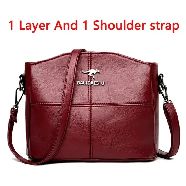 Brand Leather 3 Layers Alligator Crossbody Bag for Women