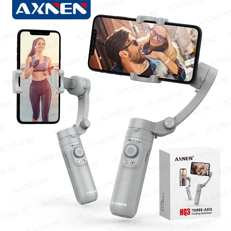 HQ3 3-Axis Gimbal Stabilizer for Smartphone Handheld Phone Video Record, Android iPhone Tiktok Vlog Cellphone Stabilizer
