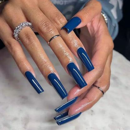 24Pcs Full Cover False Nails with Glue Long Square Coffin Fake Nails French Detachable Ballet Love Pattern Design Press on Nails