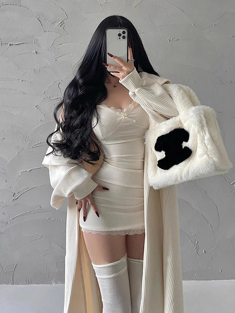 Y2K Retro Lace Patchwork Spaghetti Strap Black Bodycon Mini Dress