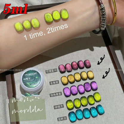 6ml Jelly Nude/Pink/Blue Cat Eye Magnetic Nail Gel Polish Glitter Silk Mirror Cat Eye's Gel Varnish Soak Off UV Gel Nail Polish