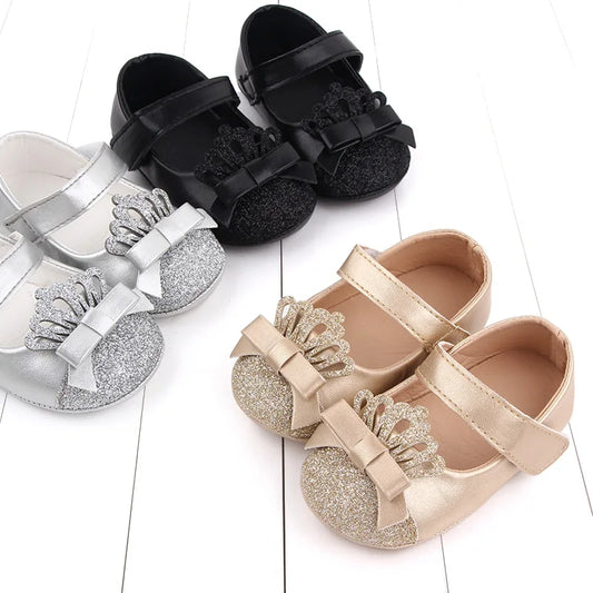 Baby Girl Shoes Cute Crown Soft PU Mary Jane Shoes Anti-slip Sole Spring Summer Sandal for 0-6-12m