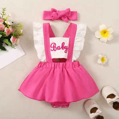 Prowow Baby Girl Clothes Summer Letter Printed Patchwork Backless Bodysuit Dress For Infants Newborn Baby Girls Rompers Dress