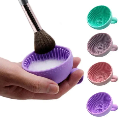 Makeup Brush Cleaner Folding Powder Puff Cleaning Bowl Cosmetic Eyeshadow Brush Clean Mat Cleaning Tool Silicone Scrubber Box