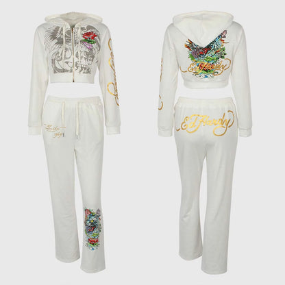 Hoodie Tops Jackets 2 Piece Pant Set Sexy Outfits Women Winter Fall Designer Clothes Bodycon Elegant 2 Piece Pant Sets