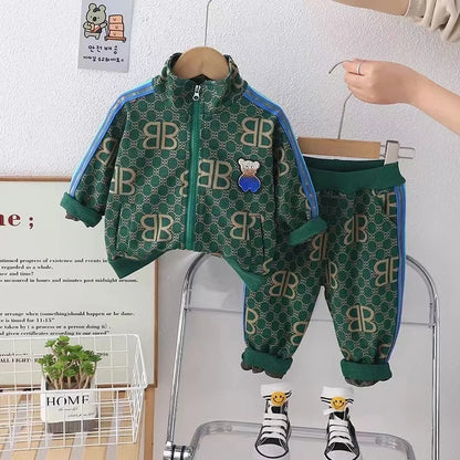 Small and Medium-sized Children's Korean Spring Autumn Baby Boys Clothes Set Jacket And Pants Two Piece Casual 1-5Year Girls Set