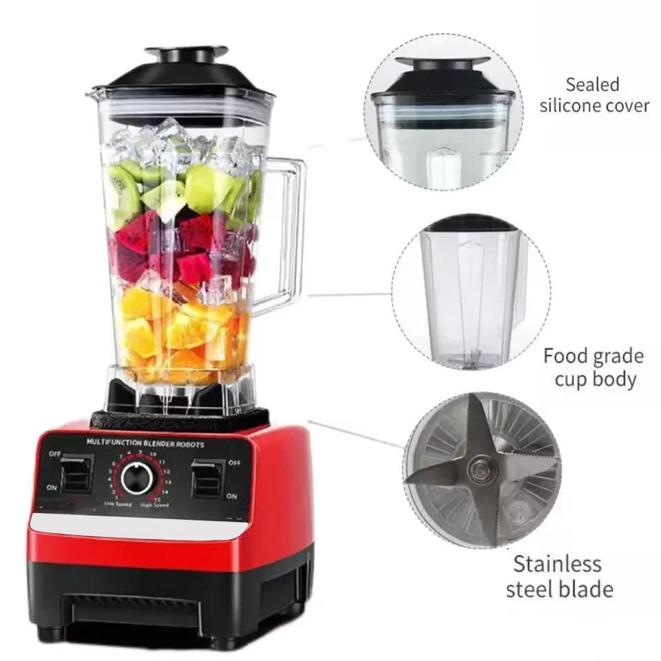 2000W Efficiently Blender Stationary Mixer Food Processor Ice Smoothies 2-in-1 Durable High Power Juicer Blender for Kitchen