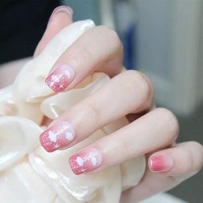 24Pcs New White Daisy Fake Nails Short Simple Detachable Wearable Armor Wearing Reusable False Nails Ballerina Press on Nail Set