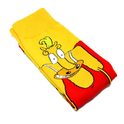 Simpsons Cartoon Anime Funny Socks Men Hip Hop Print Novelty Crazy Sokken Hip Hop Unisex Comfortable Skateboard Happy Meias