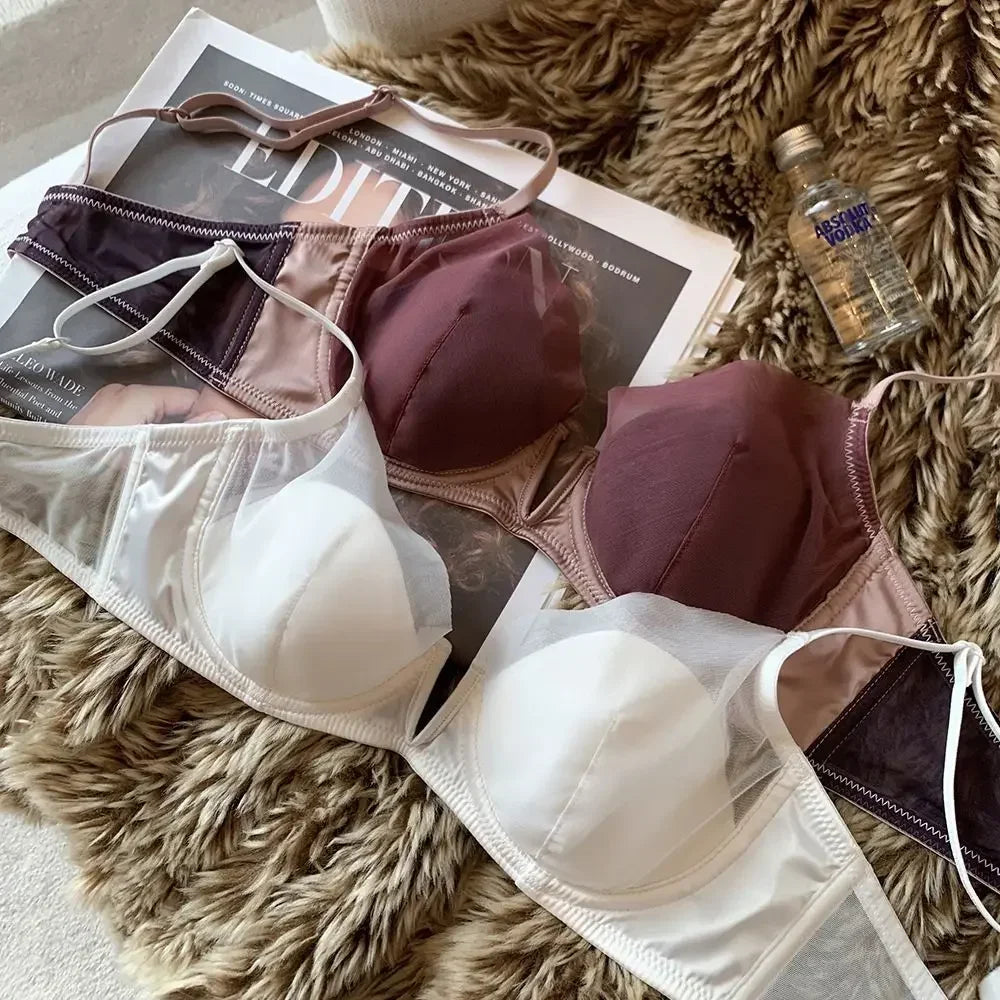 Soft Steel Ring Sexy French Ultra-thin Lace Bra Pure Desire Underwear Panty Suit Women Bras for Women