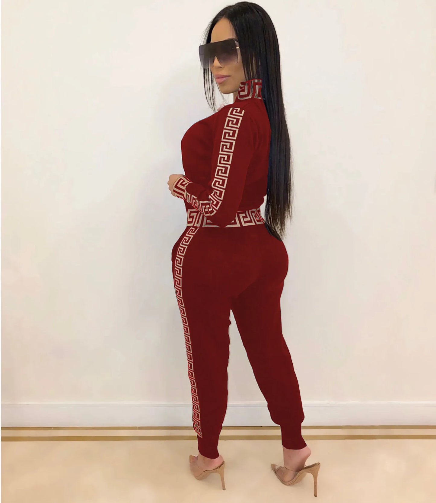 New Style Leisure Printing Stitching Two-piece Suit