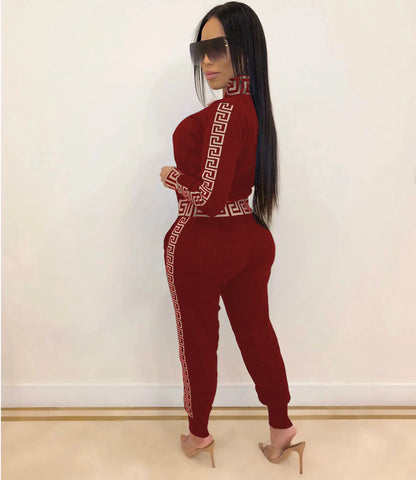 New Style Leisure Printing Stitching Two-piece Suit