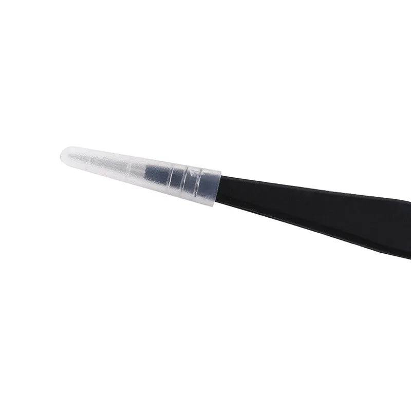 1/2Pcs Stainless Steel Curved Straight Black Tweezer Nail Art Rhinestones Nipper Picking Tool