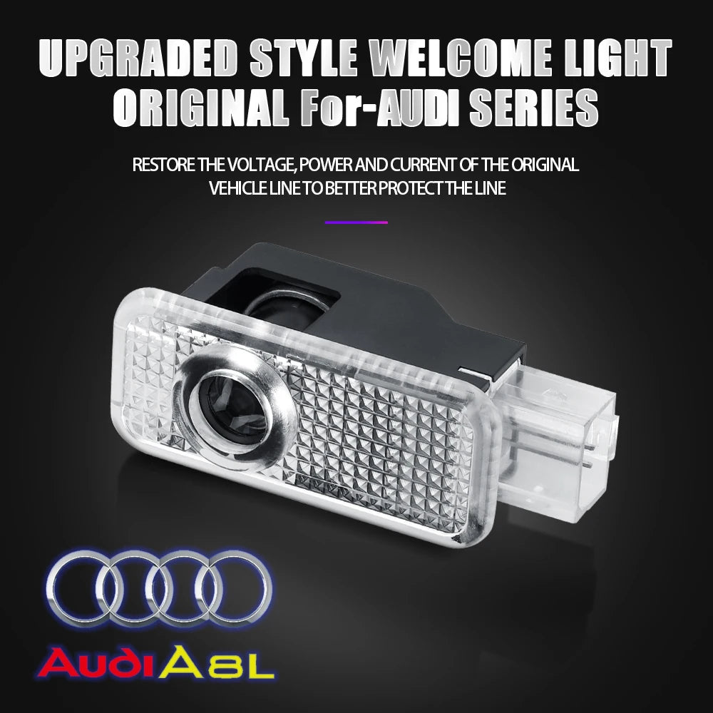 2Pcs Car Door Welcome Light Led HD Projector Lamp Courtesy Lights for Audi SLine S3 S4 S7 S6 A5 A3 A4 RS A6L A7 A4L Q5 Q7 A8L Q3