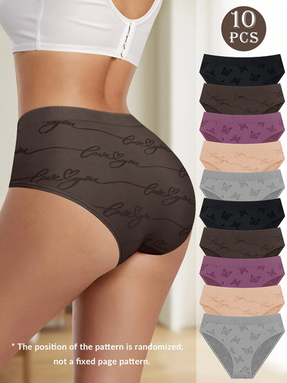 10pcs Ladies Panties Butterfly Shape Comfortable Soft Triangle Panties Hip Lifting Breathable Comfortable Fit