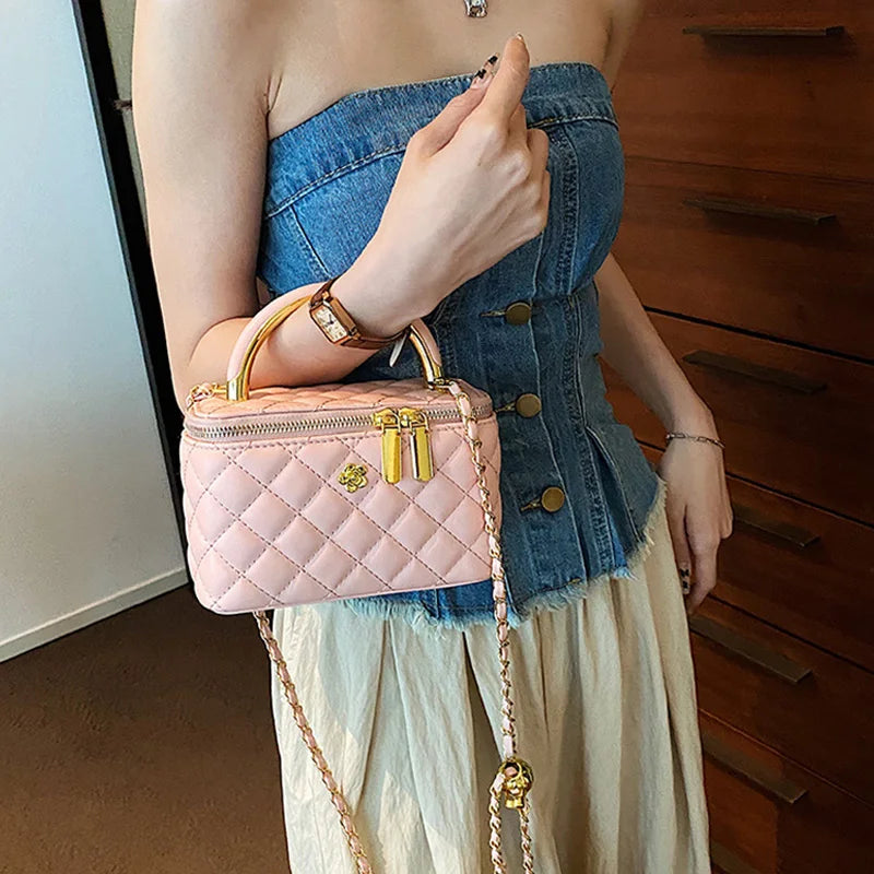 Women PU Leather British Style Handbag Ladies Chain Crossbody Bags