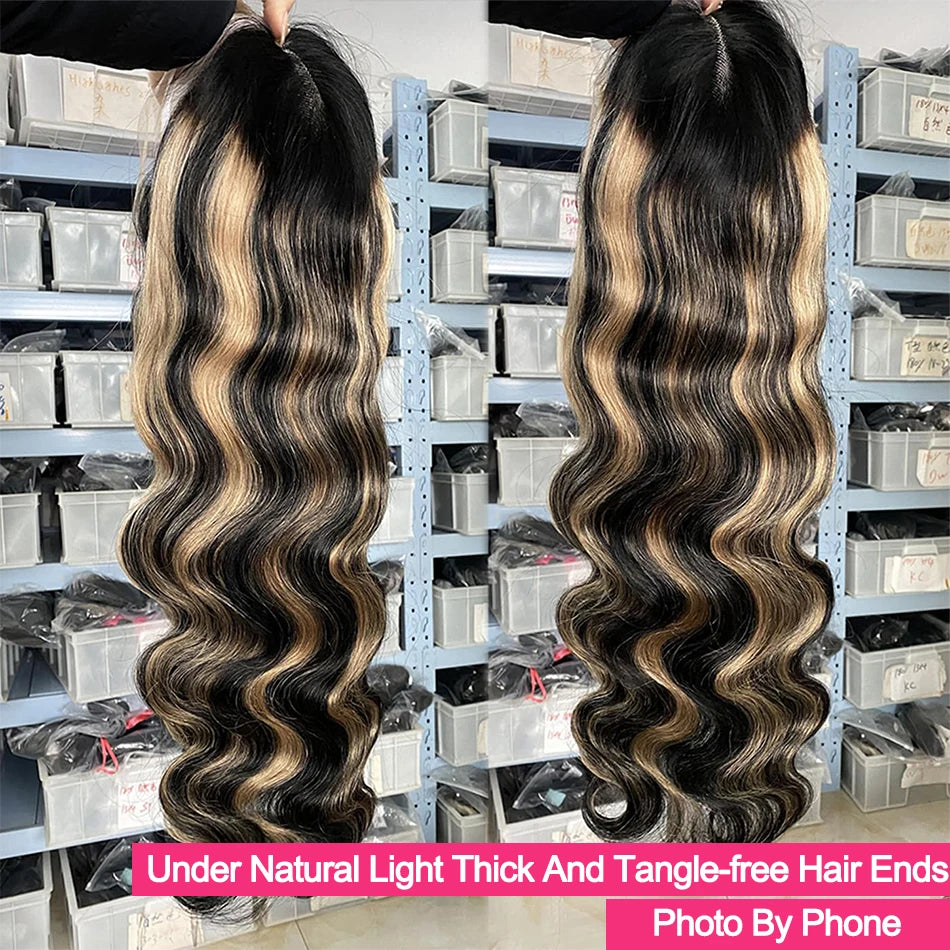 1B/27 Highlight 13X4 Lace Frontal Human Hair Wigs Ombre Colored Preplucked 30 Inch Body Wave Lace Front Wig Human Hair For Women