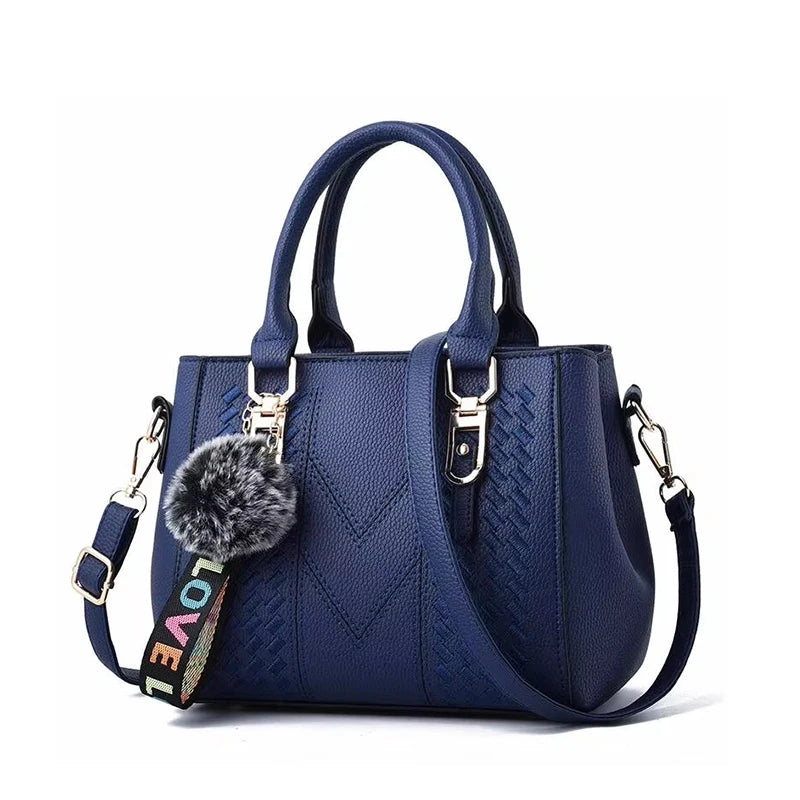 Leather Handbags Bags for Women Sac a Main Ladies hair ball Hand Bag