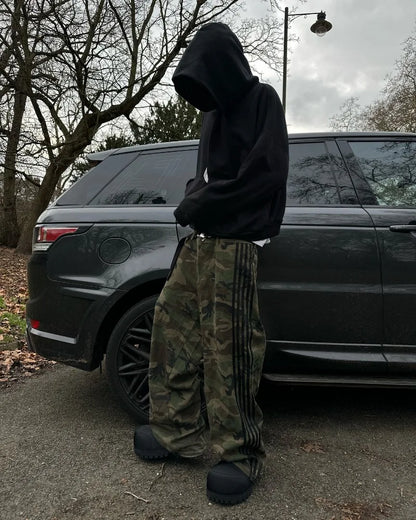 2025 Men Y2k pants Harajuku retro streetwear casual loose striped jeans New Gothic fashion camouflage design wide-leg pants