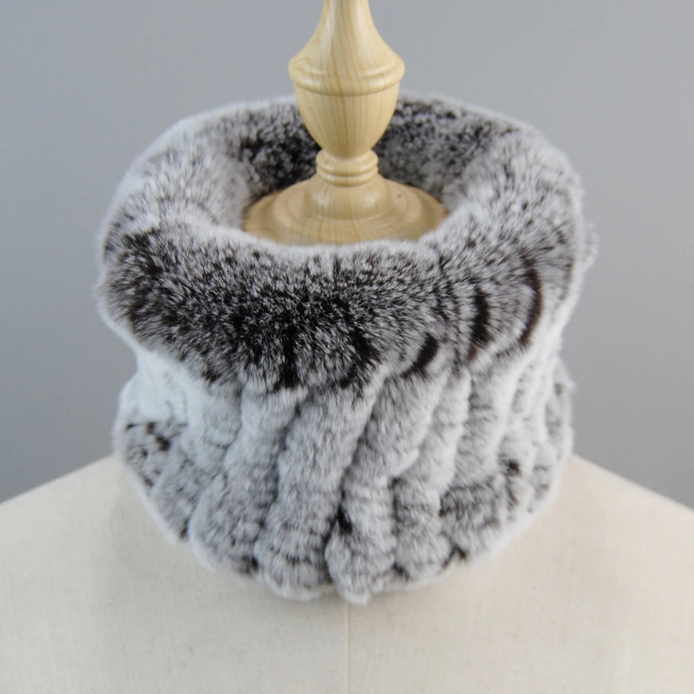 Good Elastic Rex Rabbit Fur Ring Scarves Winter Warm Women Genuine Rex Rabbit Fur Scarf Knitted Real Natural Fur Wraps Headbands