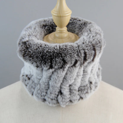 Good Elastic Rex Rabbit Fur Ring Scarves Winter Warm Women Genuine Rex Rabbit Fur Scarf Knitted Real Natural Fur Wraps Headbands
