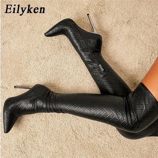Sexy Over The Knee Boots Women Thin Heels Pointed Toe Zipper Thigh High Booties