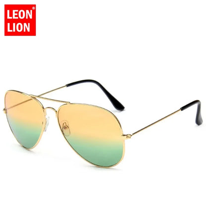 LeonLion Double Colors Gradient Sunglasses Women Alloy Mirror Glasses Lady Retro Metal Glasses Lunette De Soleil Femme